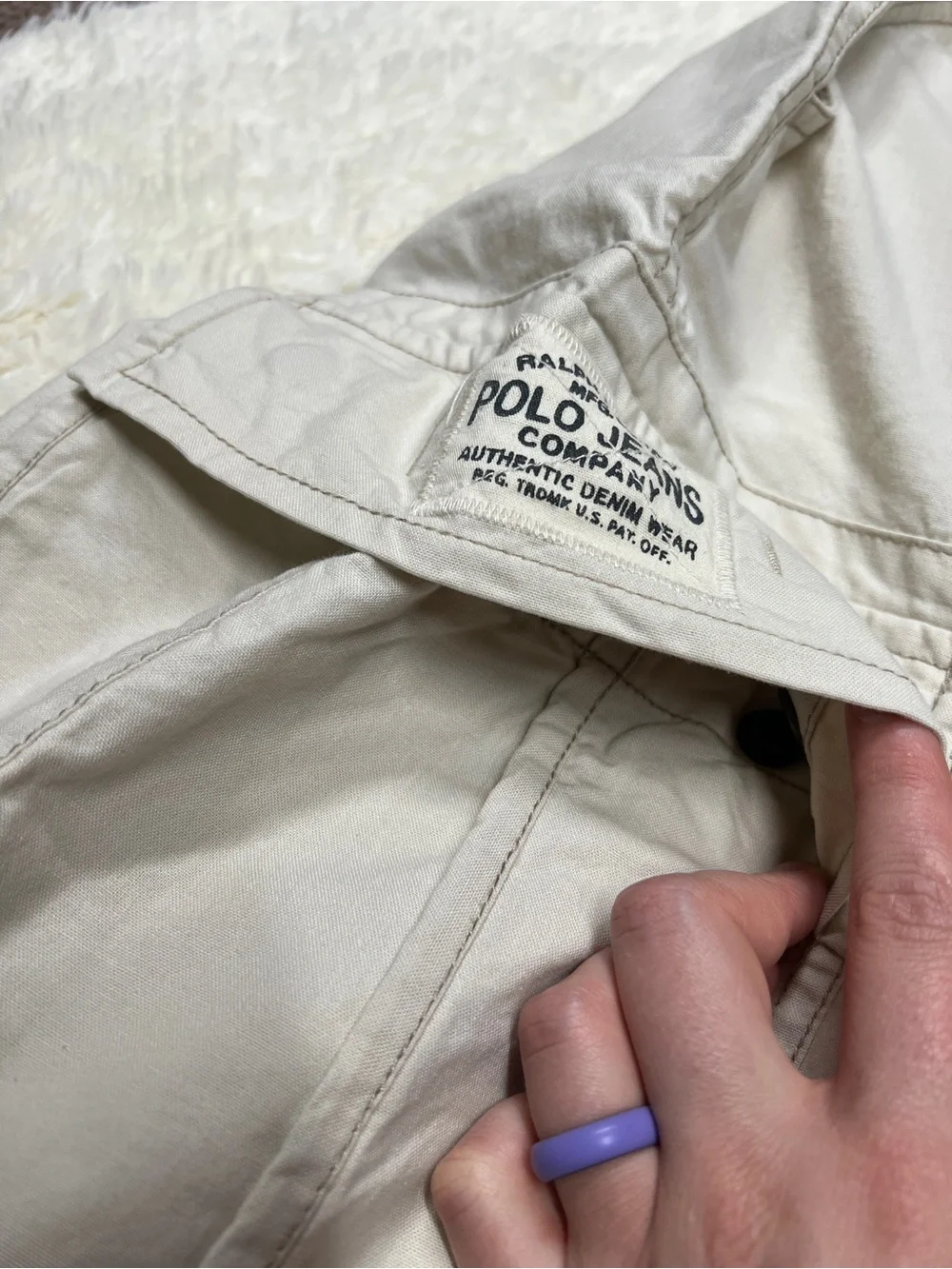 NWT Vintage Polo by Ralph Lauren Light Khaki Cargo Shorts NOS Snap Sewn Pockets